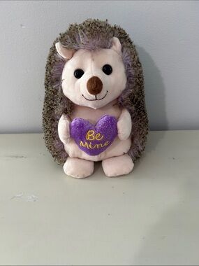 Plush Hedgehog Pet Toy - Pink with Purple Heart
